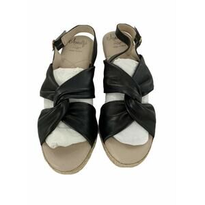 Amalfi By Rangoni Larete Espadrille Womens Wedge Sandals Shoes Black Size 9 New